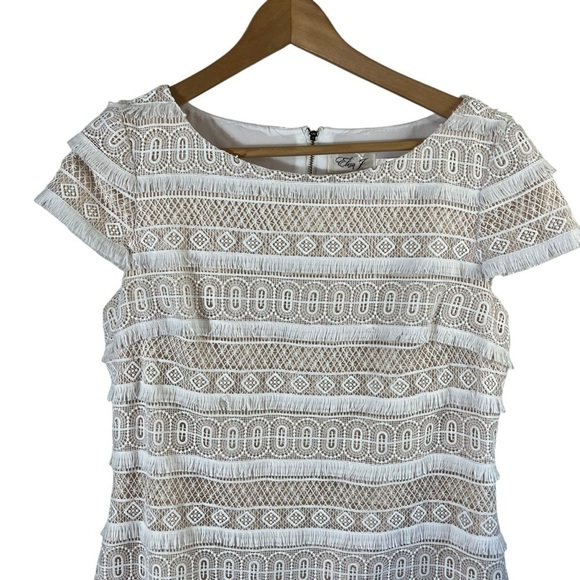 ELIZA J Cap Sleeve White Lace Mini Dress - Picture 5 of 11
